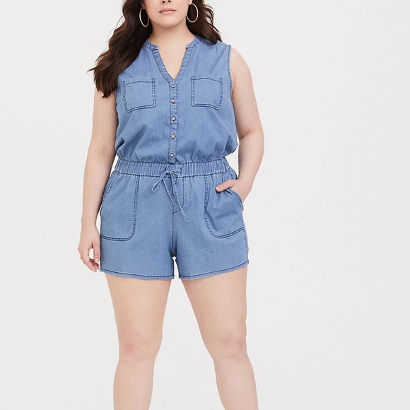 romper jean shorts